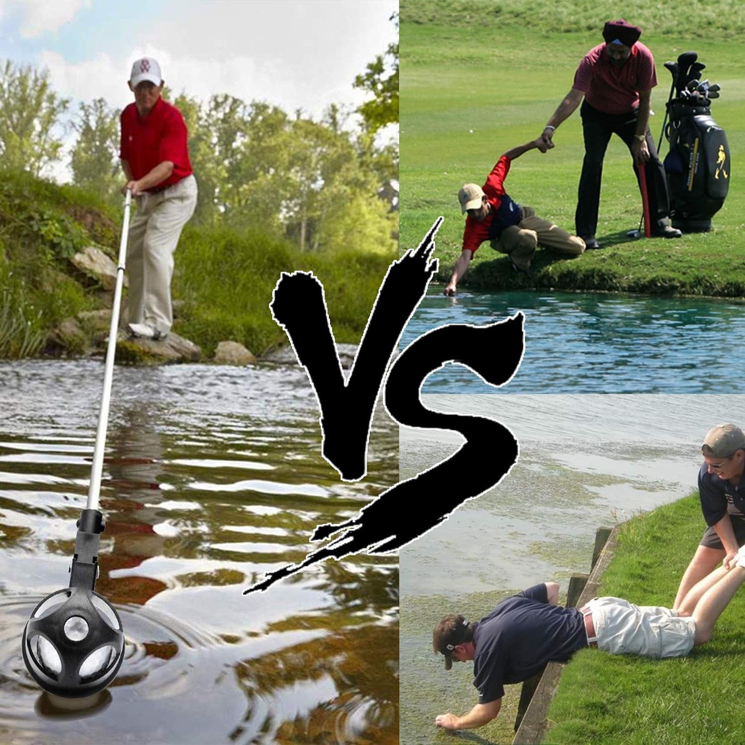 Telescopic Golf Ball Retriever with 2 Grabbers - Stainless Steel, Lightweight & Portable Golf Accessory for Water Recovery, Perfect for Men