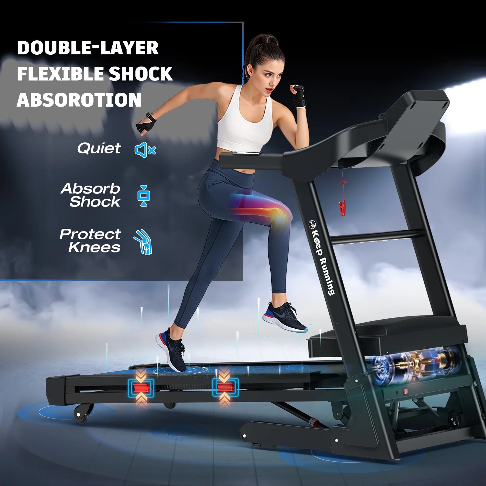 Heavy-Duty 400lb Capacity 3.5HP Foldable Treadmill with 15% Auto Incline, Bluetooth & App - 18" Wide Belt for Home Fitness