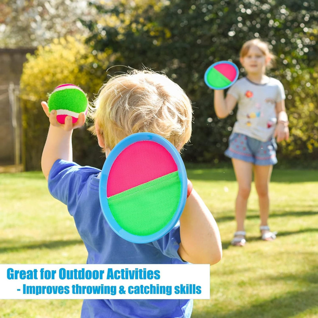 Toss and Catch Ball Game - Fun Outdoor Beach & Pool Toy for Kids Ages 3-12 - Perfect Birthday Gift & Stocking Stuffer (Includes 2 Paddles & 2 Balls)