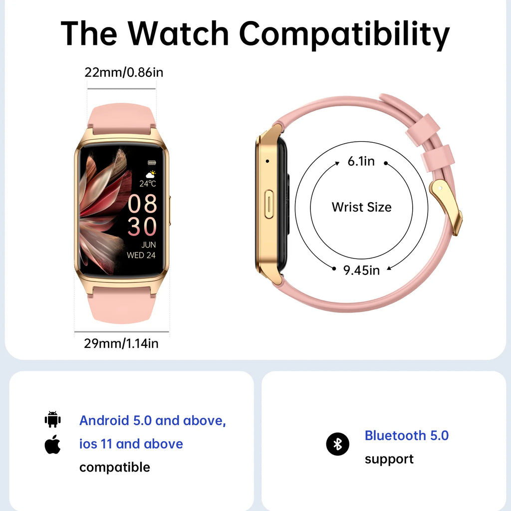 Stylish Fitness Tracker Smart Watch for Men & Women - Answer Calls, 100+ Sports Modes, IP68 Waterproof, Compatible with Android & iPhone - Pink