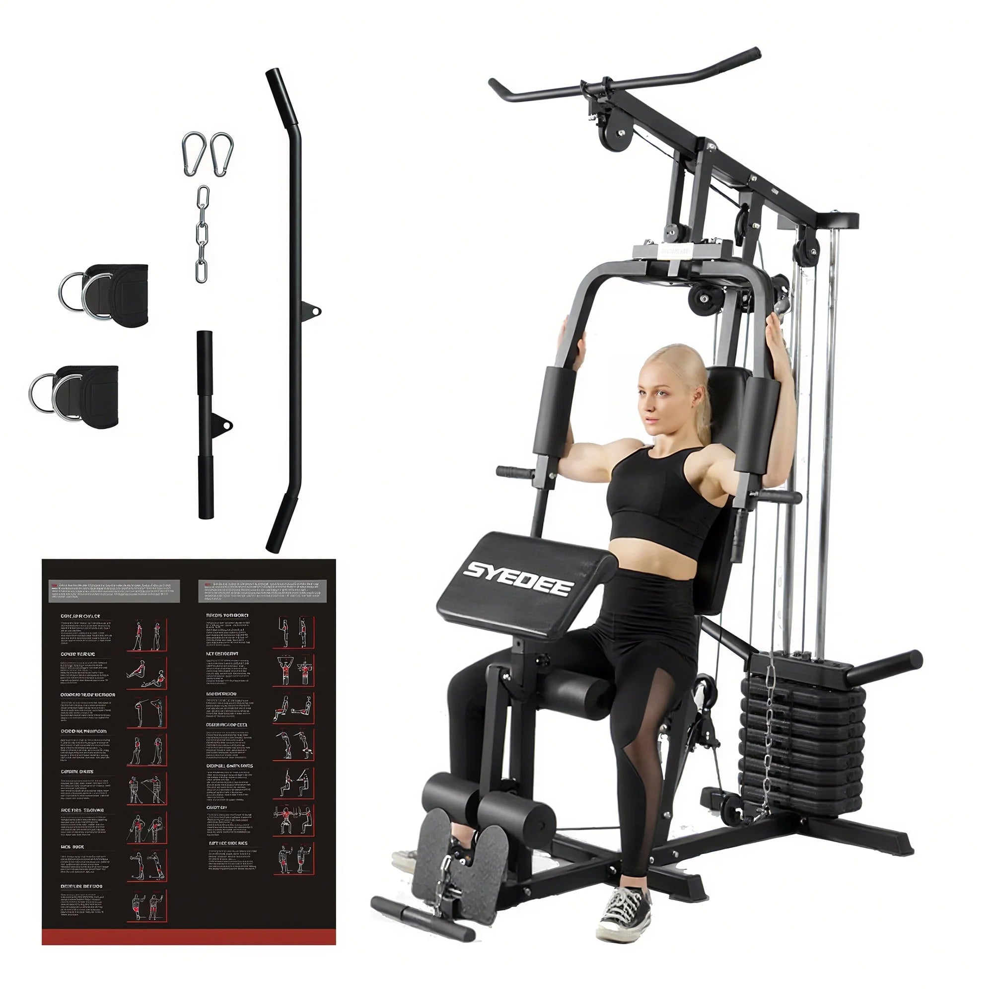Maximize Your Workout: All-in-One Home Gym System with 105LBS Weight Stack for Total Body Strength Training