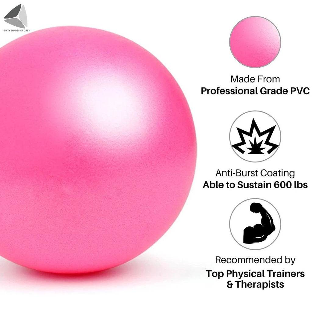 9.84 Inch Anti-Burst Pilates Ball – Mini Stability & Core Trainer with Inflatable Straw for Yoga, Barre, and Physical Therapy (Blue)