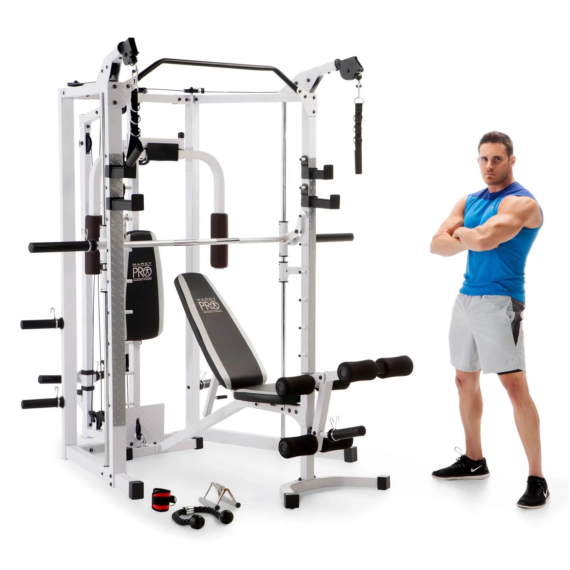 All-in-One Home Gym Workout Equipment - Full Body Fitness Solution in White