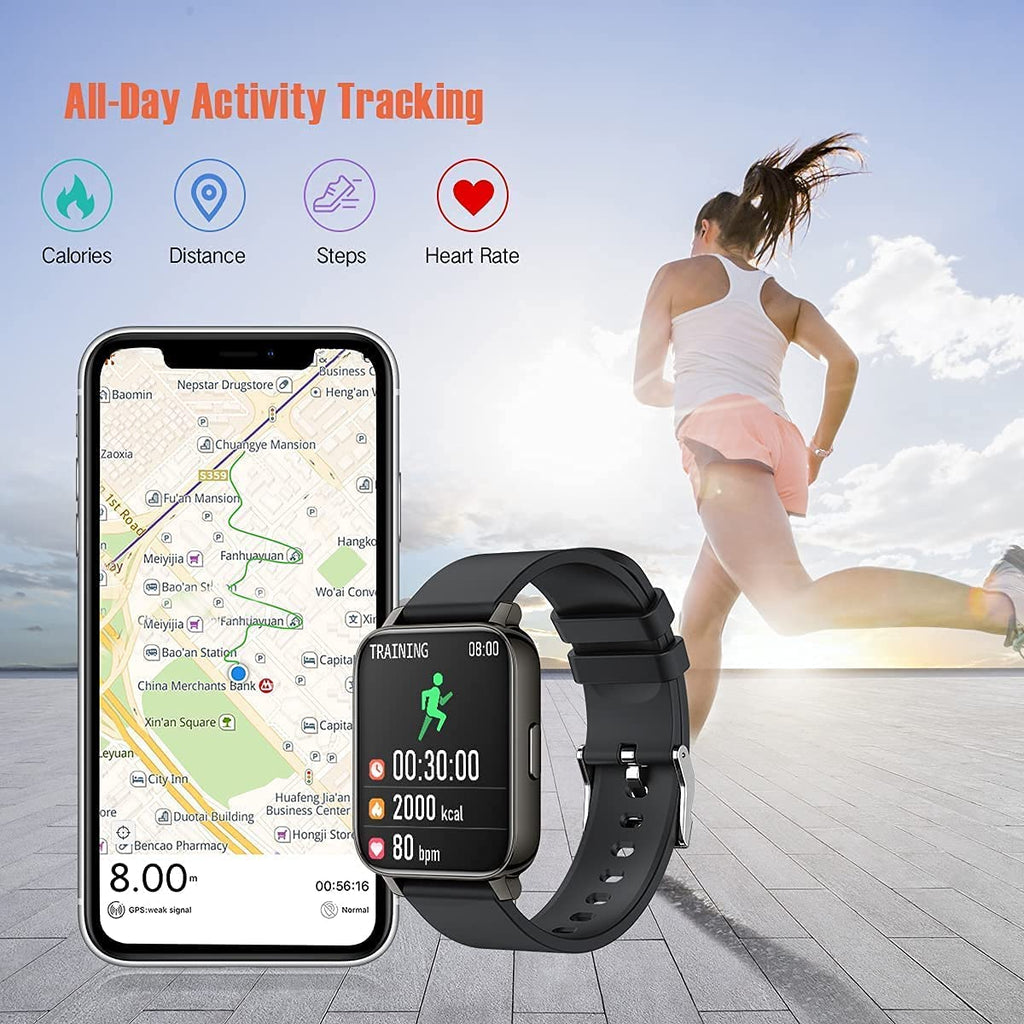 Ultimate Smart Watch for Android & iOS - 1.69" Touchscreen Fitness Tracker with Heart Rate & Blood Pressure Monitor, IP68 Waterproof & Bluetooth Compatibility