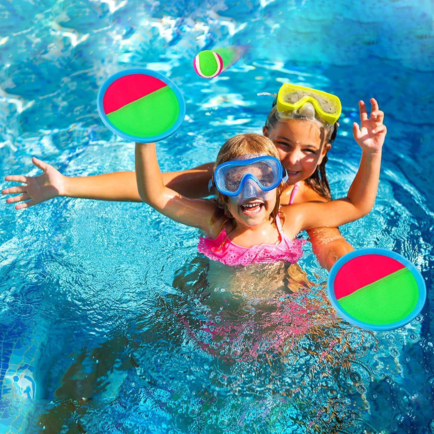Toss and Catch Ball Game - Fun Outdoor Beach & Pool Toy for Kids Ages 3-12 - Perfect Birthday Gift & Stocking Stuffer (Includes 2 Paddles & 2 Balls)