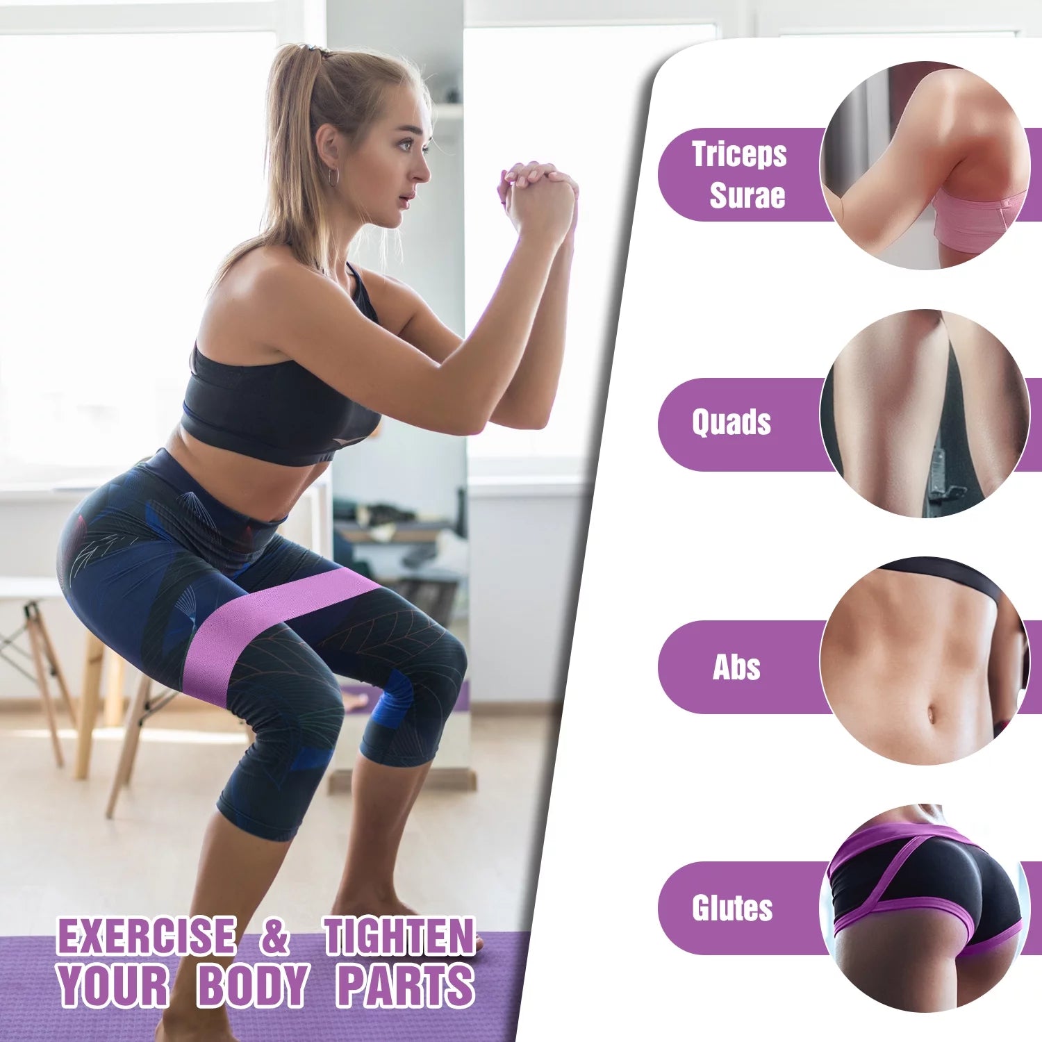 Ultimate Resistance Bands for Glutes and Legs - Non-Slip Elastic Workout Bands for Women, 3 Levels for Effective Squat and Hip Training