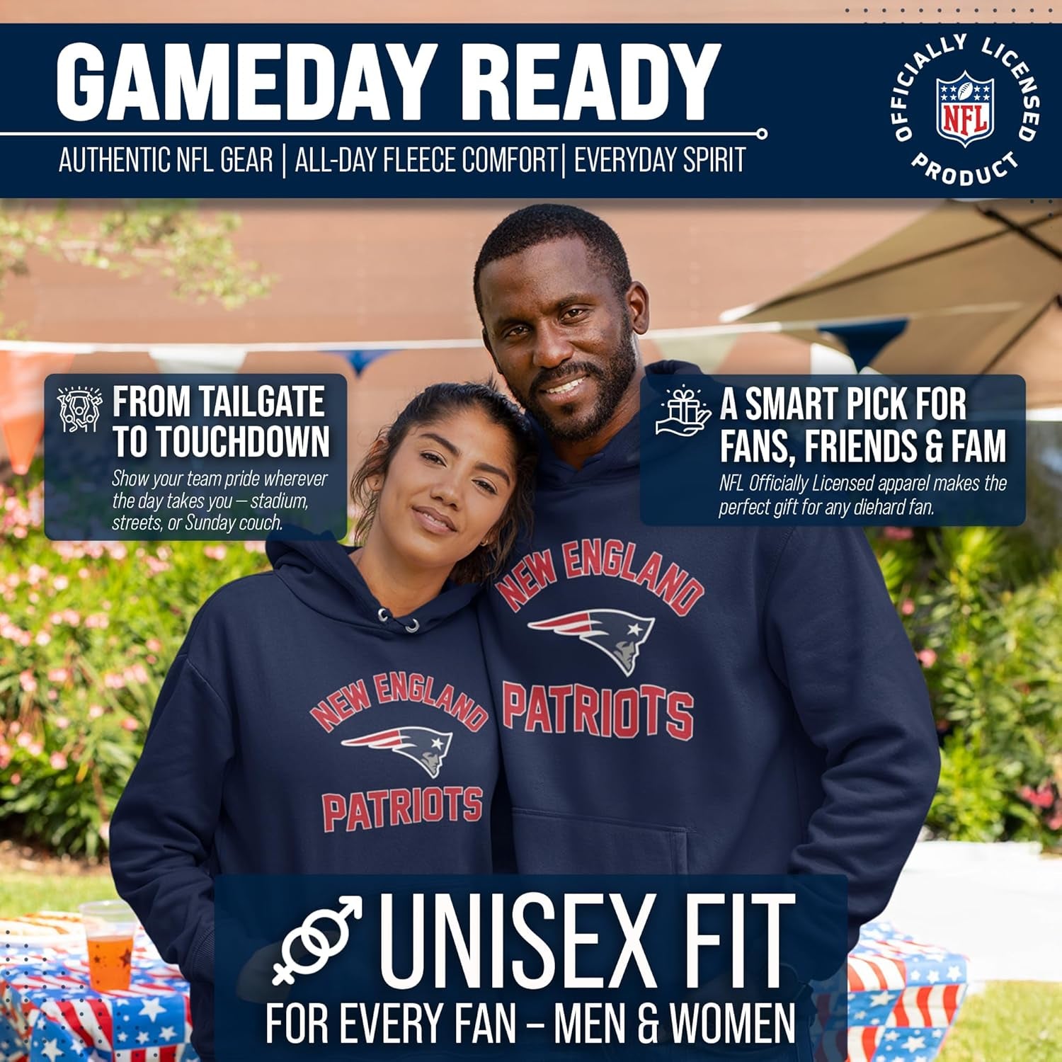 NFL Gameday Hooded Sweatshirt - Cozy Poly Fleece Blend for Stylish Team Spirit