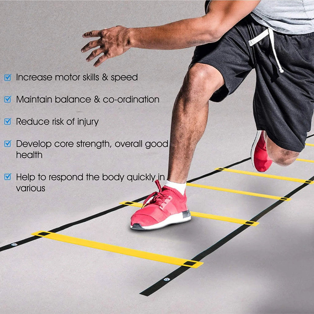 Enhance Your Performance with the 8-Rung Speed and Agility Training Ladder - Portable with Carry Bag (Yellow)