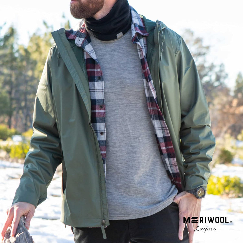 Men's 100% Merino Wool Midweight Long Sleeve Thermal Base Layer Shirt