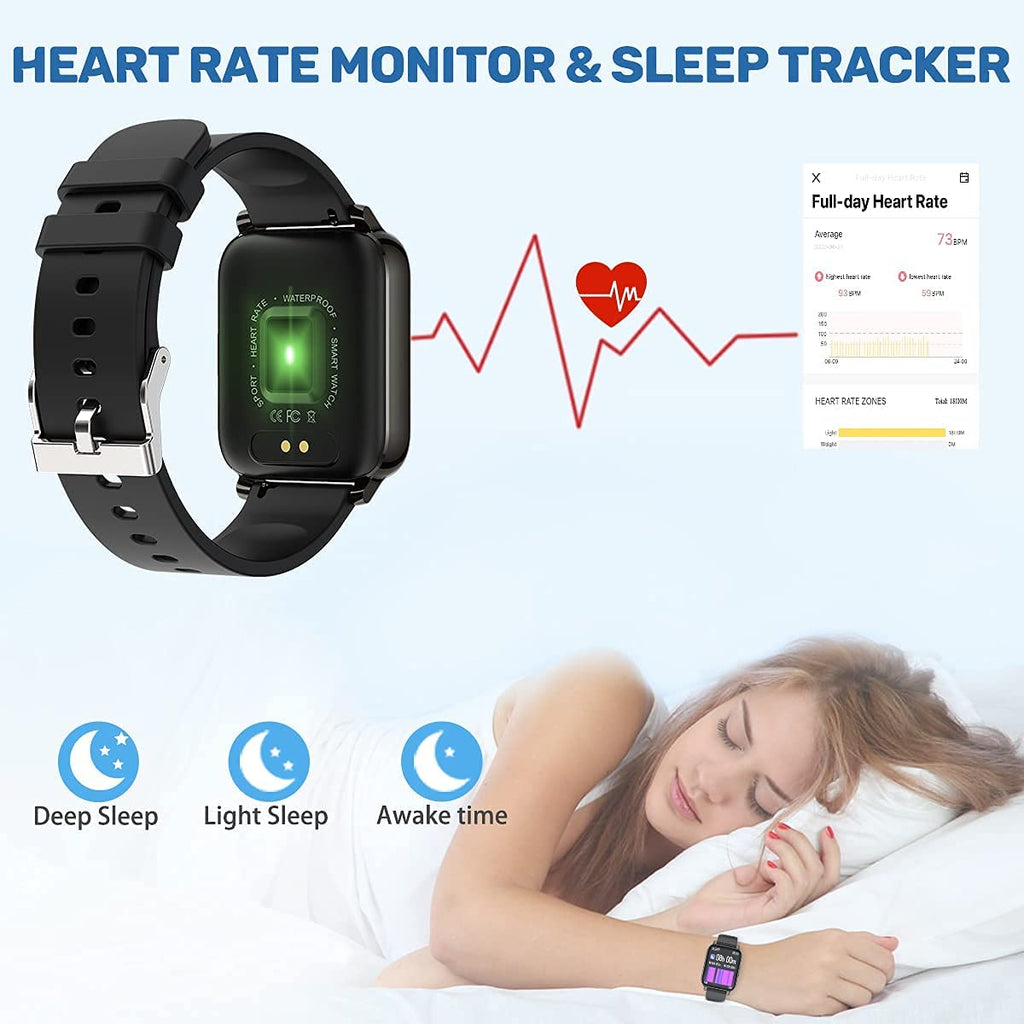 Ultimate Smart Watch for Android & iOS - 1.69" Touchscreen Fitness Tracker with Heart Rate & Blood Pressure Monitor, IP68 Waterproof & Bluetooth Compatibility