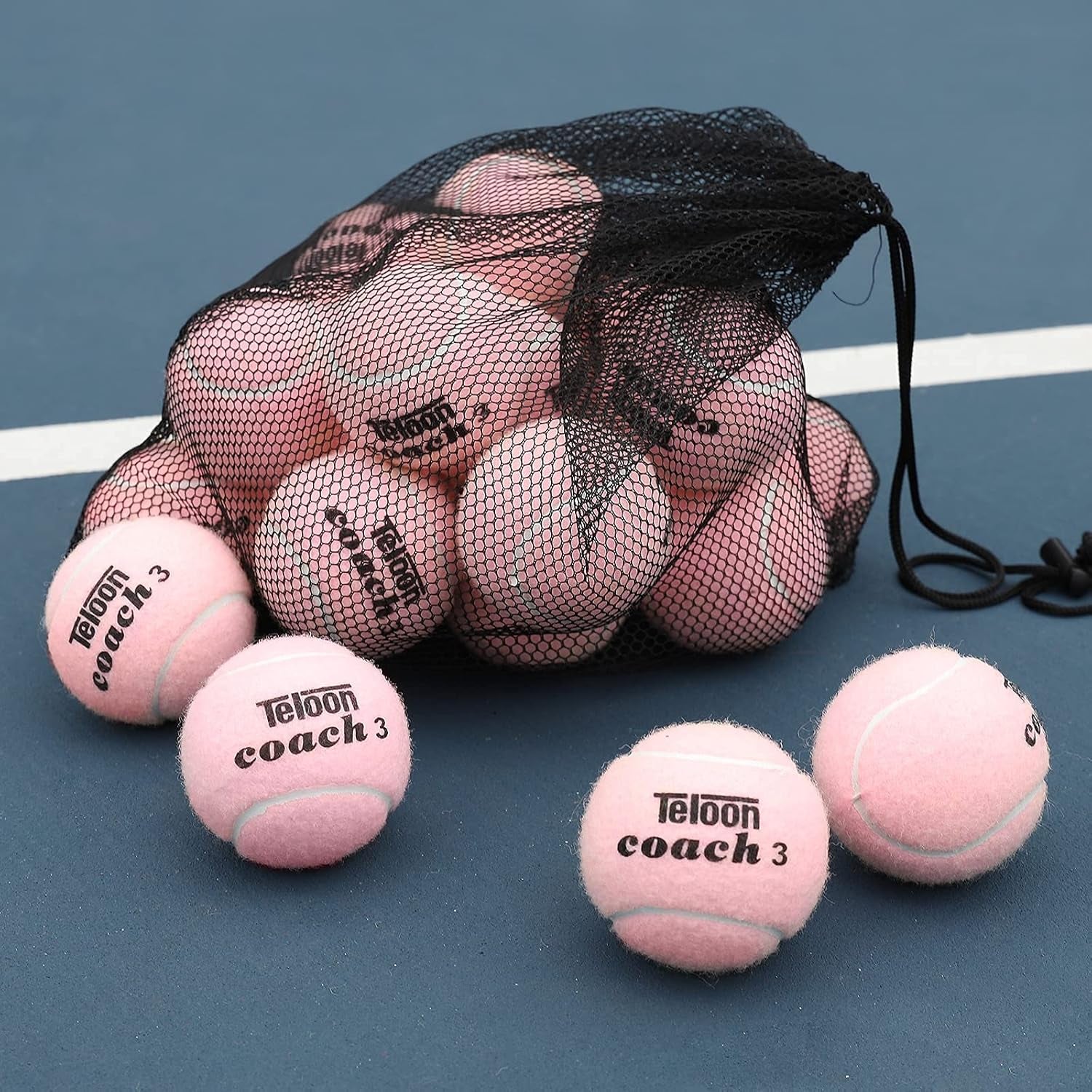 Pressureless Tennis Balls for Beginners - 12 or 18 Count with Mesh Carry Bag in 4 Vibrant Colors!