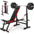 Versatile 6-in-1 Adjustable Weight Bench Set with Barbell Rack and Resistance Bands for Ultimate Home Gym Workouts