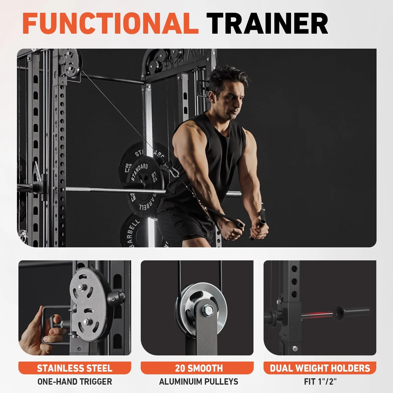 All-In-One Smith Machine Power Rack with Vertical Leg Press & Dual Pulley System – 2000LBS Capacity for Ultimate Home Gym Experience