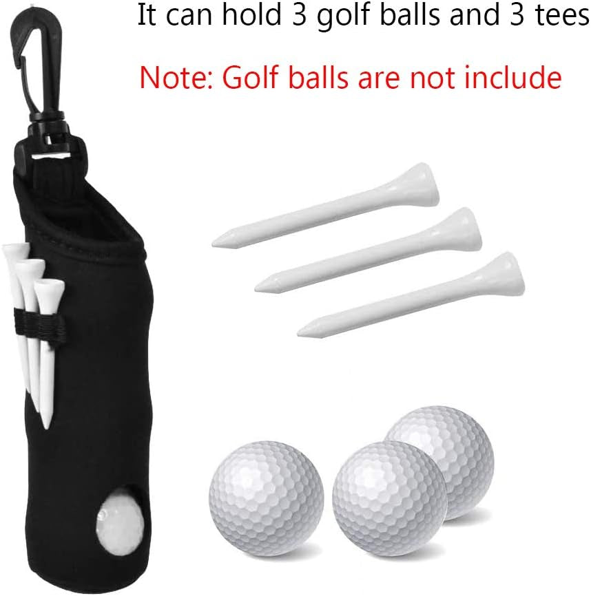 Lightweight 2 Pack Golf Ball Carry Bag & Tee Holder - Portable Storage for 3 Golf Balls & 3 Tees