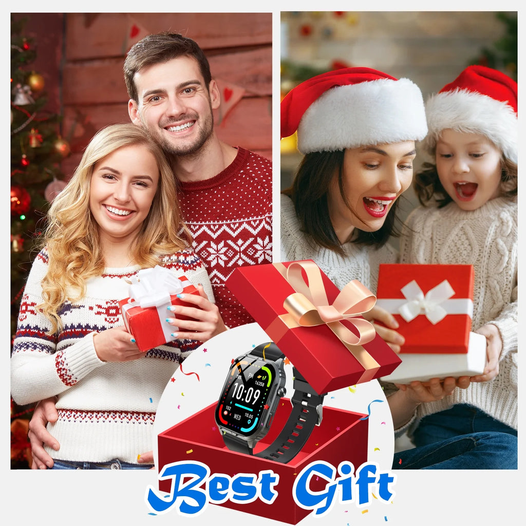 Stylish IP68 Waterproof Smart Watch for Men & Women - Bluetooth Calling, Make & Receive Calls - Sleek Black Design