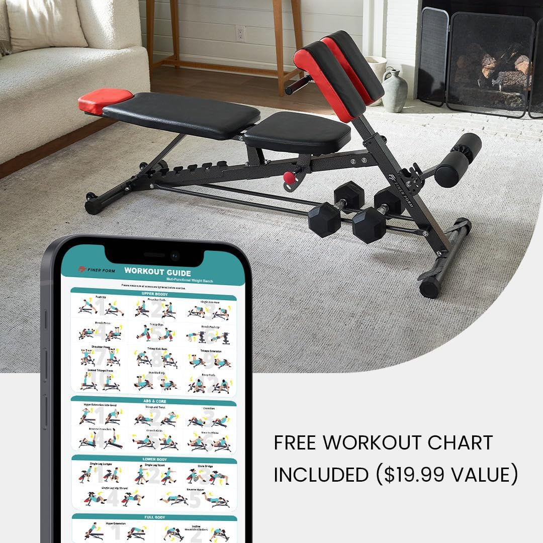 Ultimate All-in-One Multi-Functional FID Weight Bench for Complete Body Workout – Hyper Back Extension, Roman Chair, Adjustable Ab Sit-Up, Incline/Decline, and Flat Bench