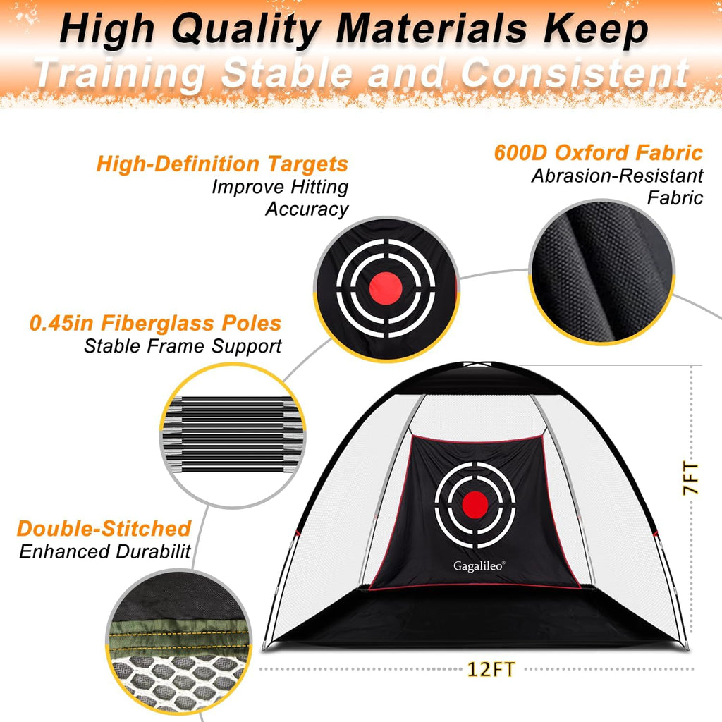 Backyard Golf Net – Perfect Practice for Real Golf Ball Hitting with Turf Mat Target - Ideal Gift for Golfers, Dads, and Husbands!
