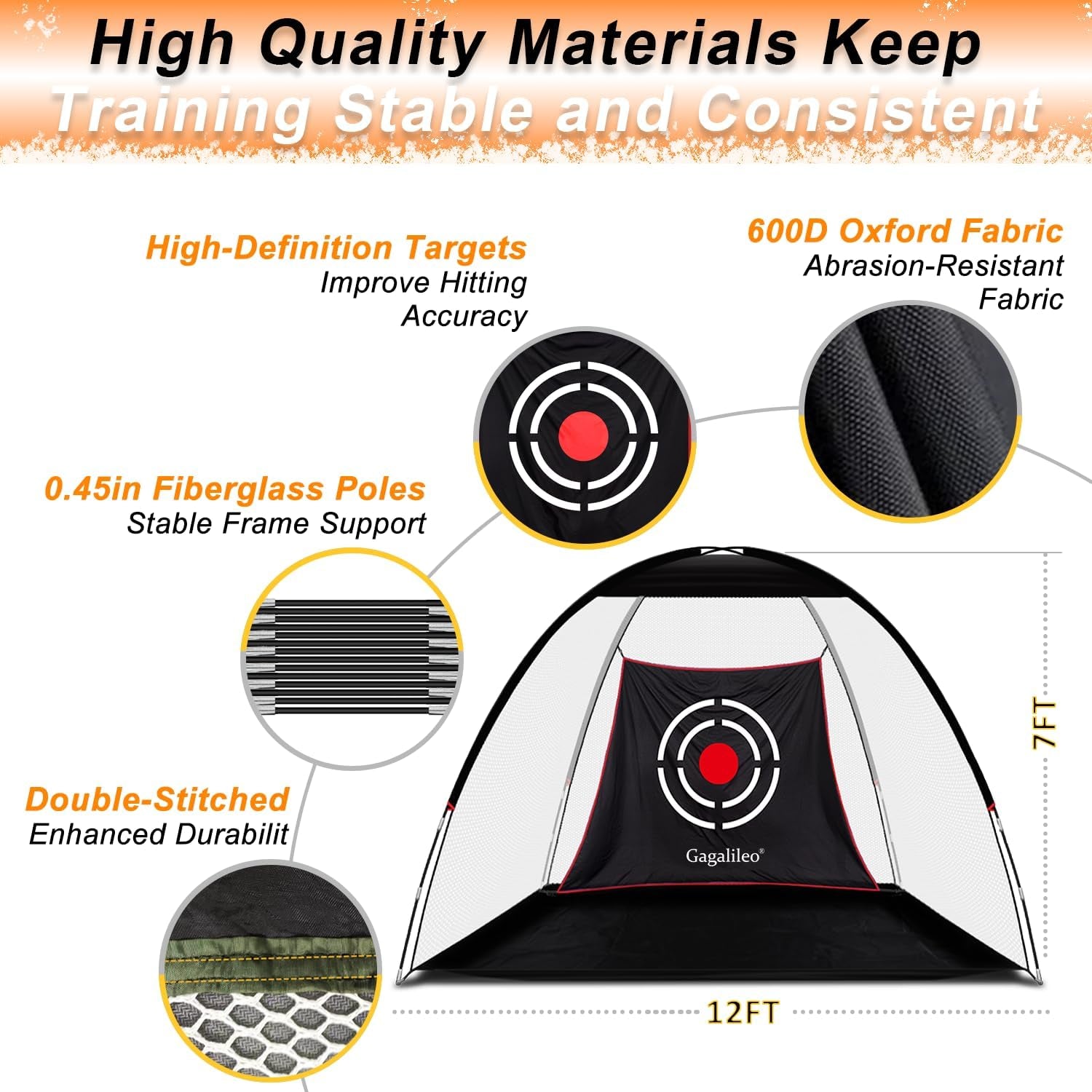 Backyard Golf Net – Perfect Practice for Real Golf Ball Hitting with Turf Mat Target - Ideal Gift for Golfers, Dads, and Husbands!
