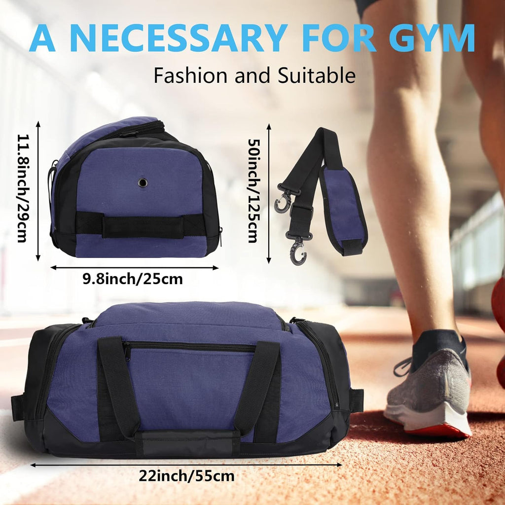 Stylish Water-Resistant Sports Gym Bag with Wet Pocket & Shoe Compartment - Perfect Travel Duffel for Active Men and Women (Medium, Blue)