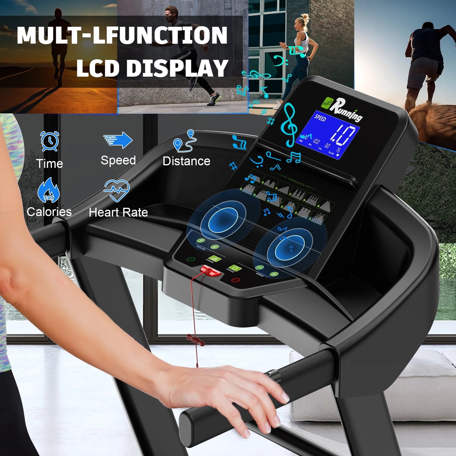 Heavy-Duty 400lb Capacity 3.5HP Foldable Treadmill with 15% Auto Incline, Bluetooth & App - 18" Wide Belt for Home Fitness