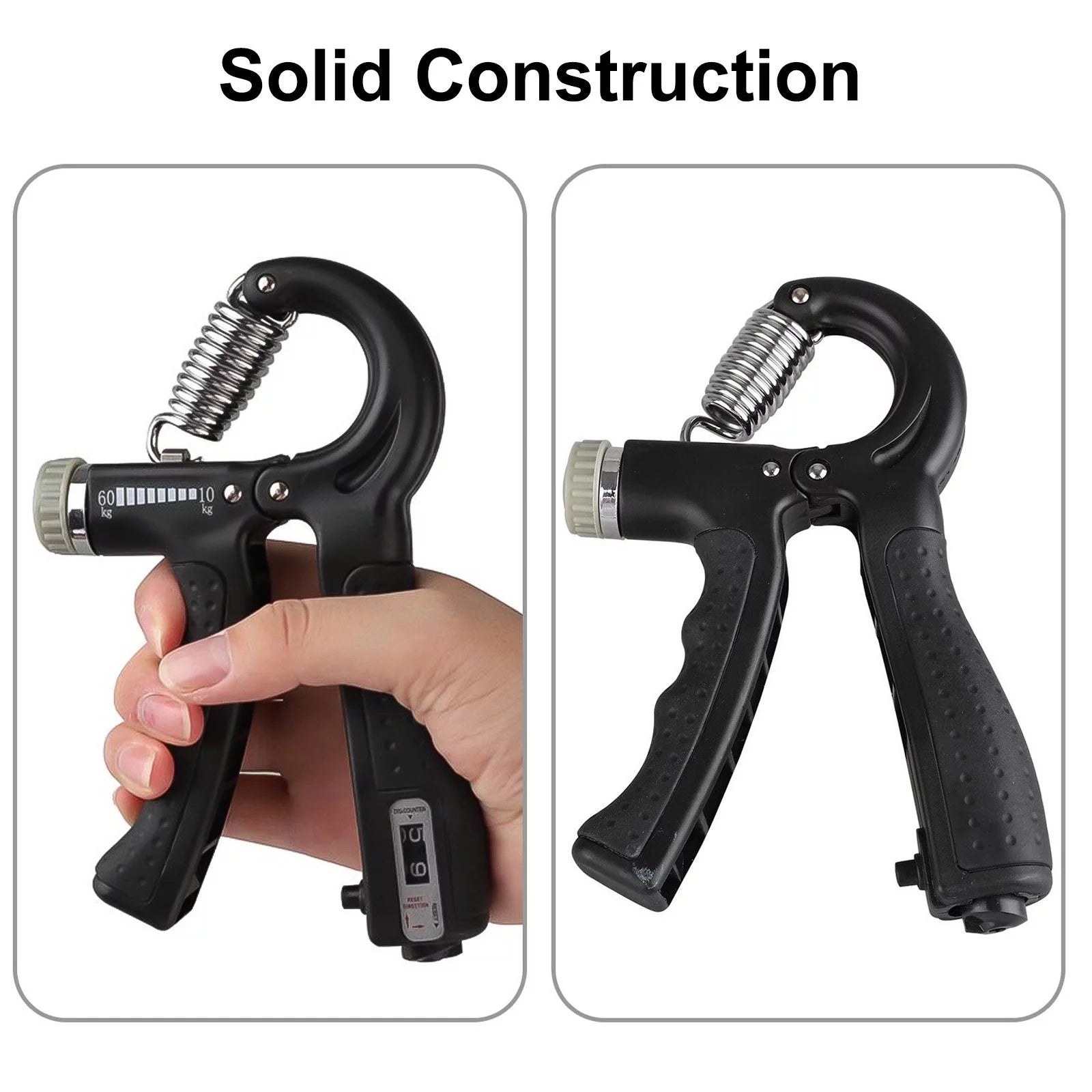 Adjustable Hand Grip Strengthener - Build Powerful Forearms & Fingers with 22-132Lbs Resistance Squeezer, Black