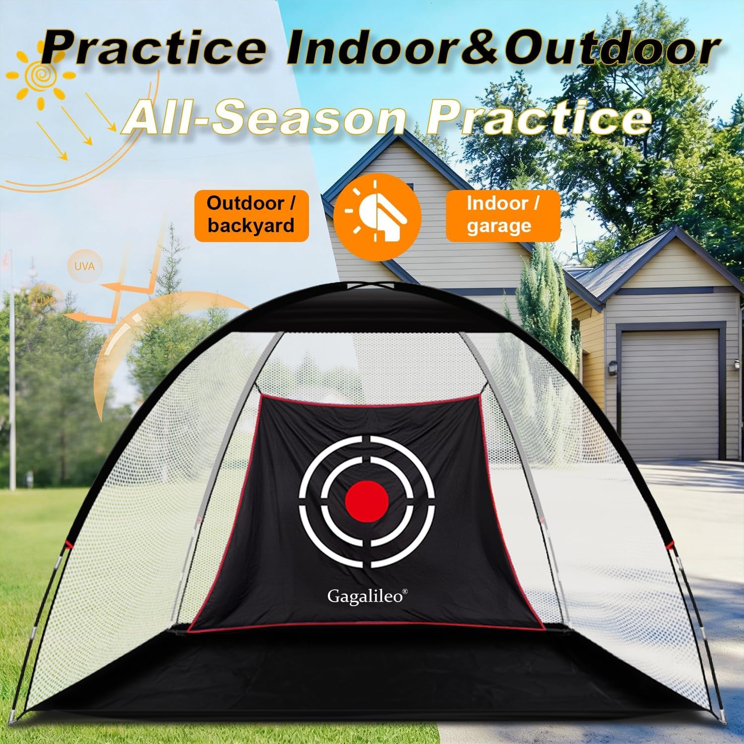 Backyard Golf Net – Perfect Practice for Real Golf Ball Hitting with Turf Mat Target - Ideal Gift for Golfers, Dads, and Husbands!