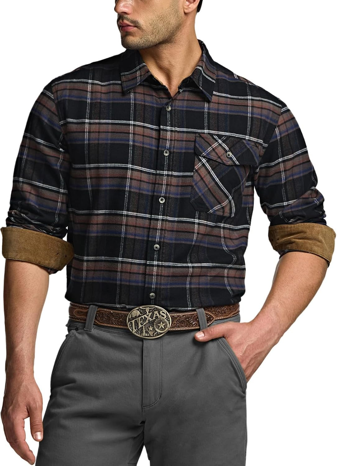 Men's Premium 100% Cotton Flannel Shirt - Soft, Stylish, and Perfect for Casual Outdoor Wear