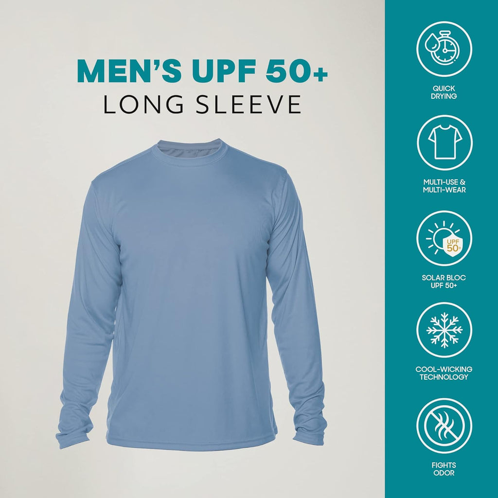 Men's Outdoor UPF 50+ Long Sleeve UV Protection T-Shirt - Ideal for Fishing, Running, Hiking & Swimming