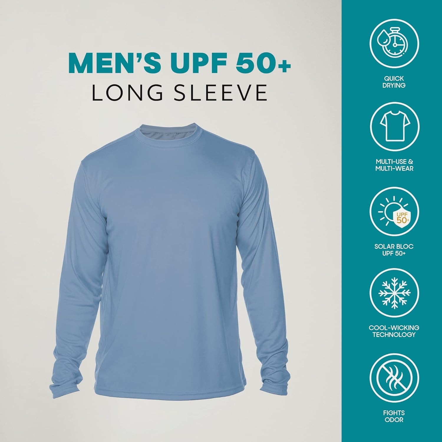 Men's Outdoor UPF 50+ Long Sleeve UV Protection T-Shirt - Ideal for Fishing, Running, Hiking & Swimming