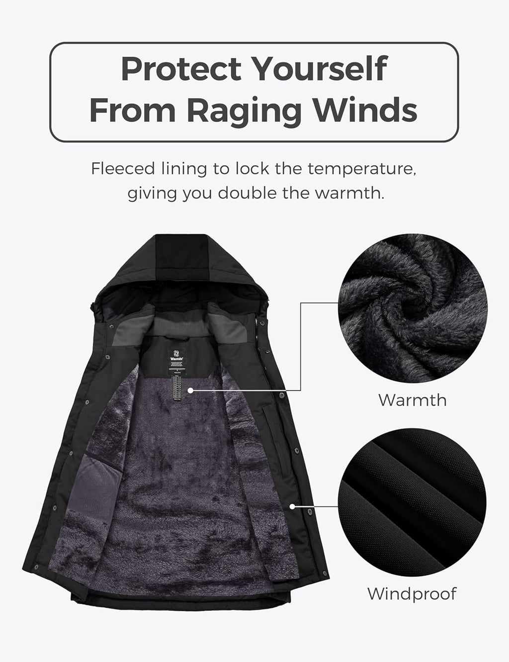 Men's Waterproof Ski Jacket - Warm Winter Snowboarding Coat for Rain and Snow