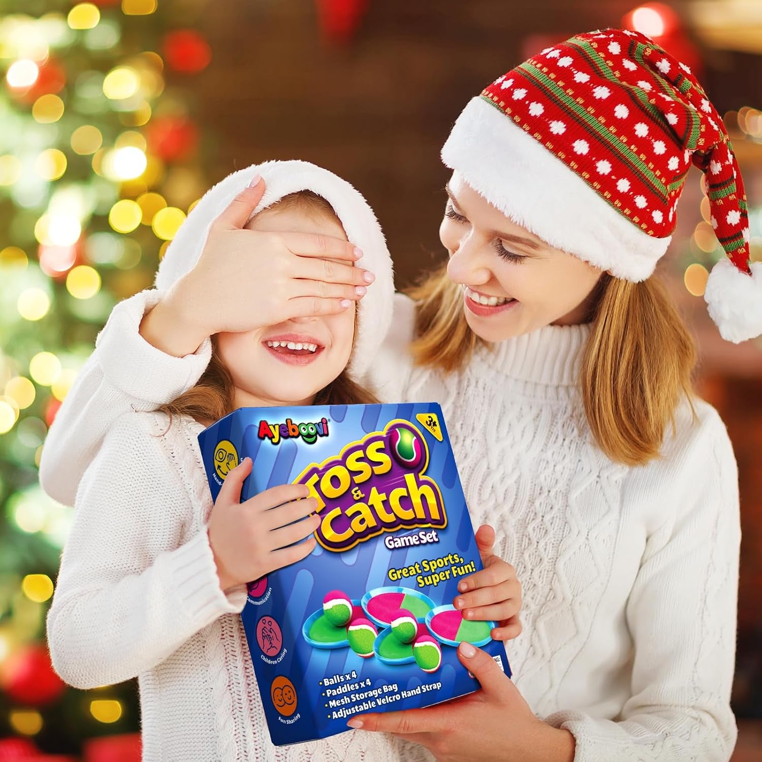 Toss and Catch Ball Game - Fun Outdoor Beach & Pool Toy for Kids Ages 3-12 - Perfect Birthday Gift & Stocking Stuffer (Includes 2 Paddles & 2 Balls)