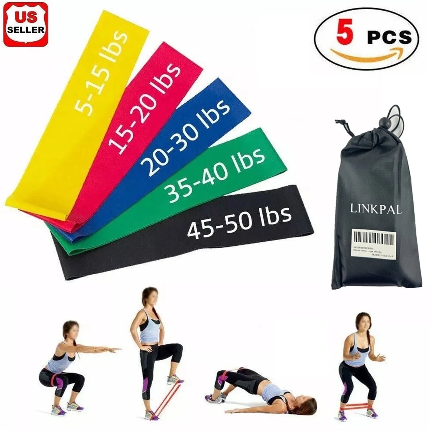Eco-Friendly Yoga Booty Band Set - 5 Resistance Bands for Ultimate Workout