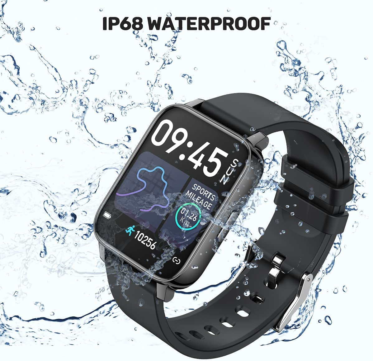 Ultimate Smart Watch for Android & iOS - 1.69" Touchscreen Fitness Tracker with Heart Rate & Blood Pressure Monitor, IP68 Waterproof & Bluetooth Compatibility
