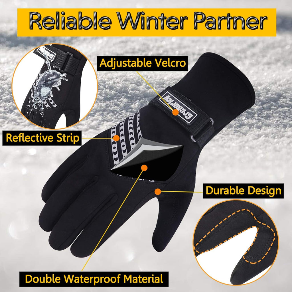 Ultimate Waterproof Winter Gloves for Men & Women - Touchscreen-Ready Cycling, Driving & Ski Gloves (Black, XXL)