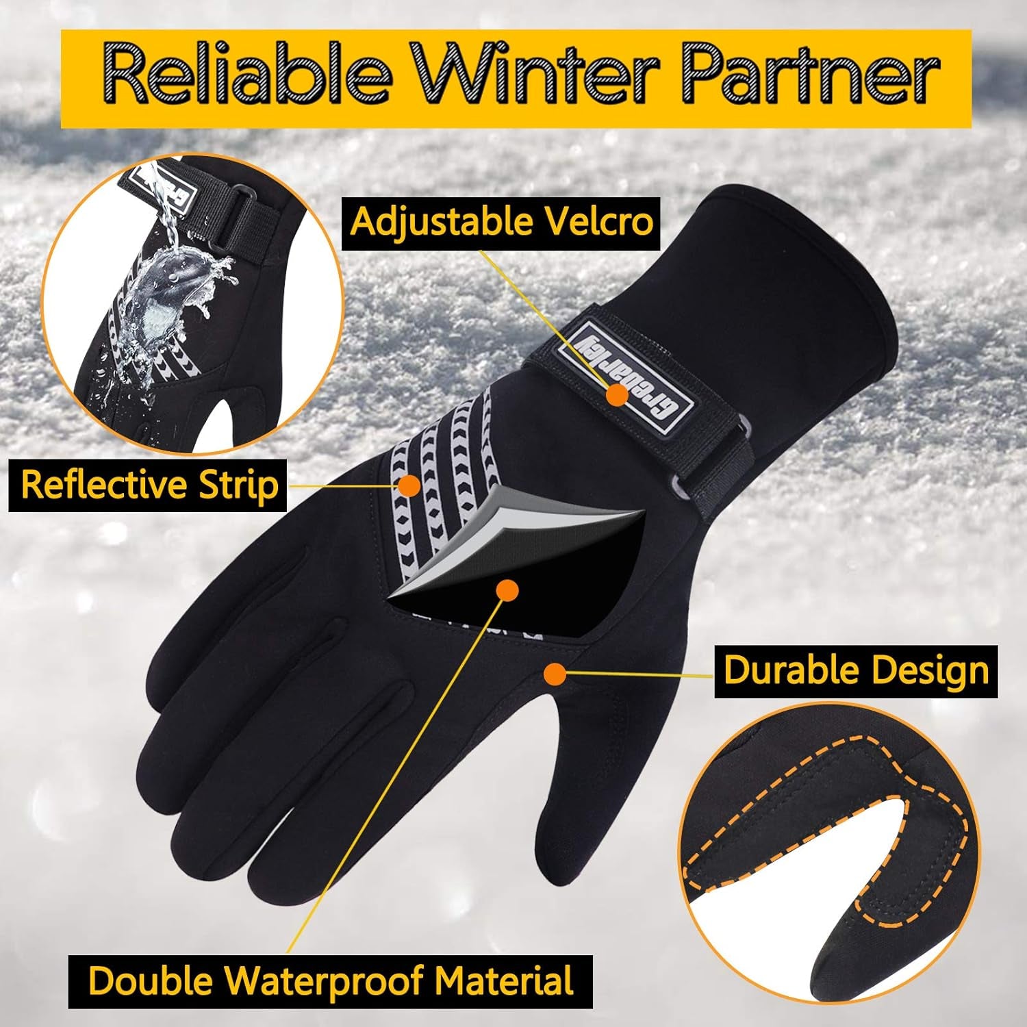 Ultimate Waterproof Winter Gloves for Men & Women - Touchscreen-Ready Cycling, Driving & Ski Gloves (Black, XXL)