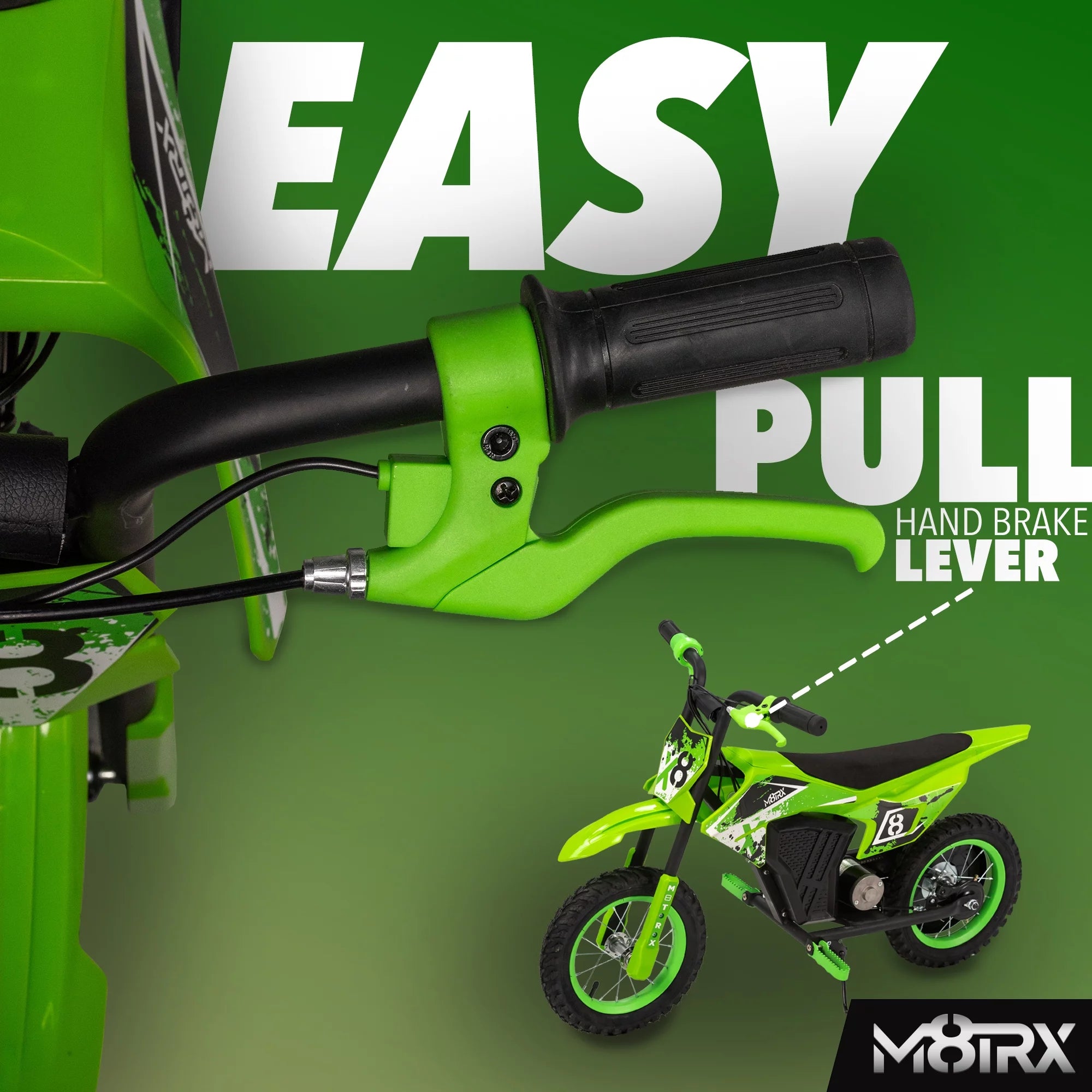 Green 12V Mini Electric Dirt Bike for Kids - Battery-Powered Ride-On Motorcycle for Ages 5+