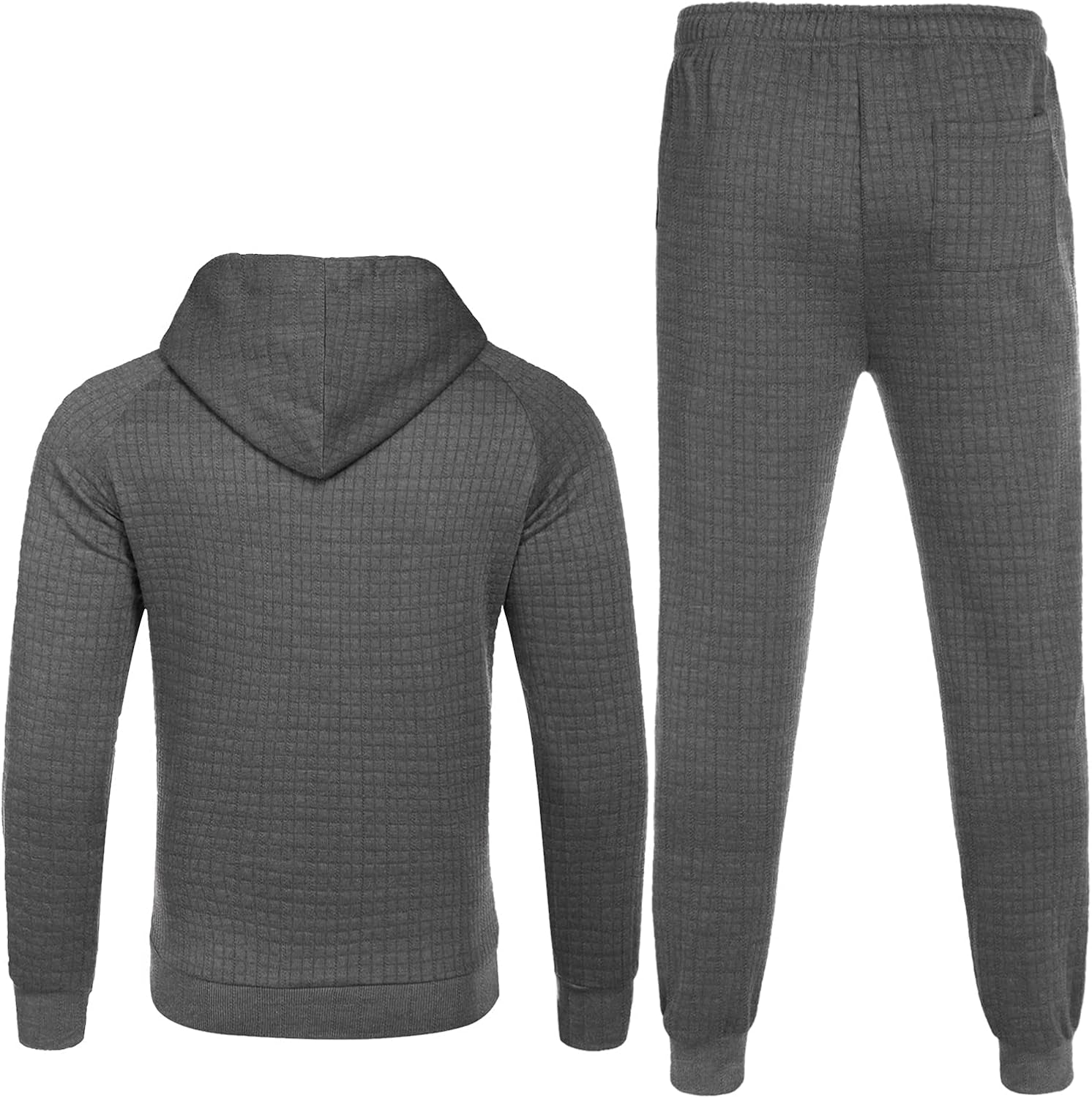 Upgrade Your Fitness Game: Men's Stylish 2-Piece Waffle Hoodie Jogging Suit with Convenient Pockets