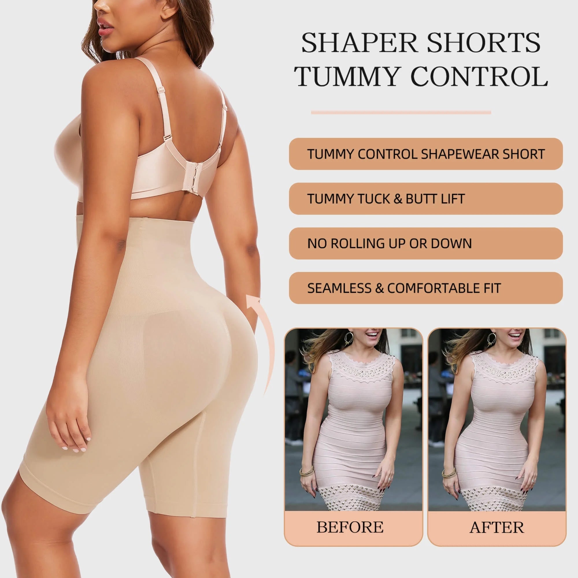 High-Waisted Tummy Control Shapewear Shorts - 2 Pack Body Shaper for Ultimate Thigh Slimming!