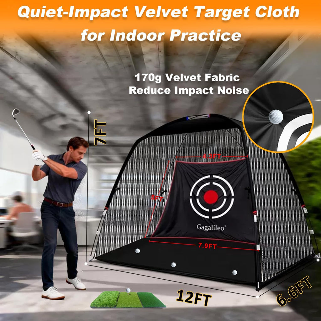 Ultimate 12x7ft Golf Net for Backyard Practice - Perfect for Real Ball Hitting, Chipping & Swing Training - Ideal Gift for Golfers, Dads & Husbands!