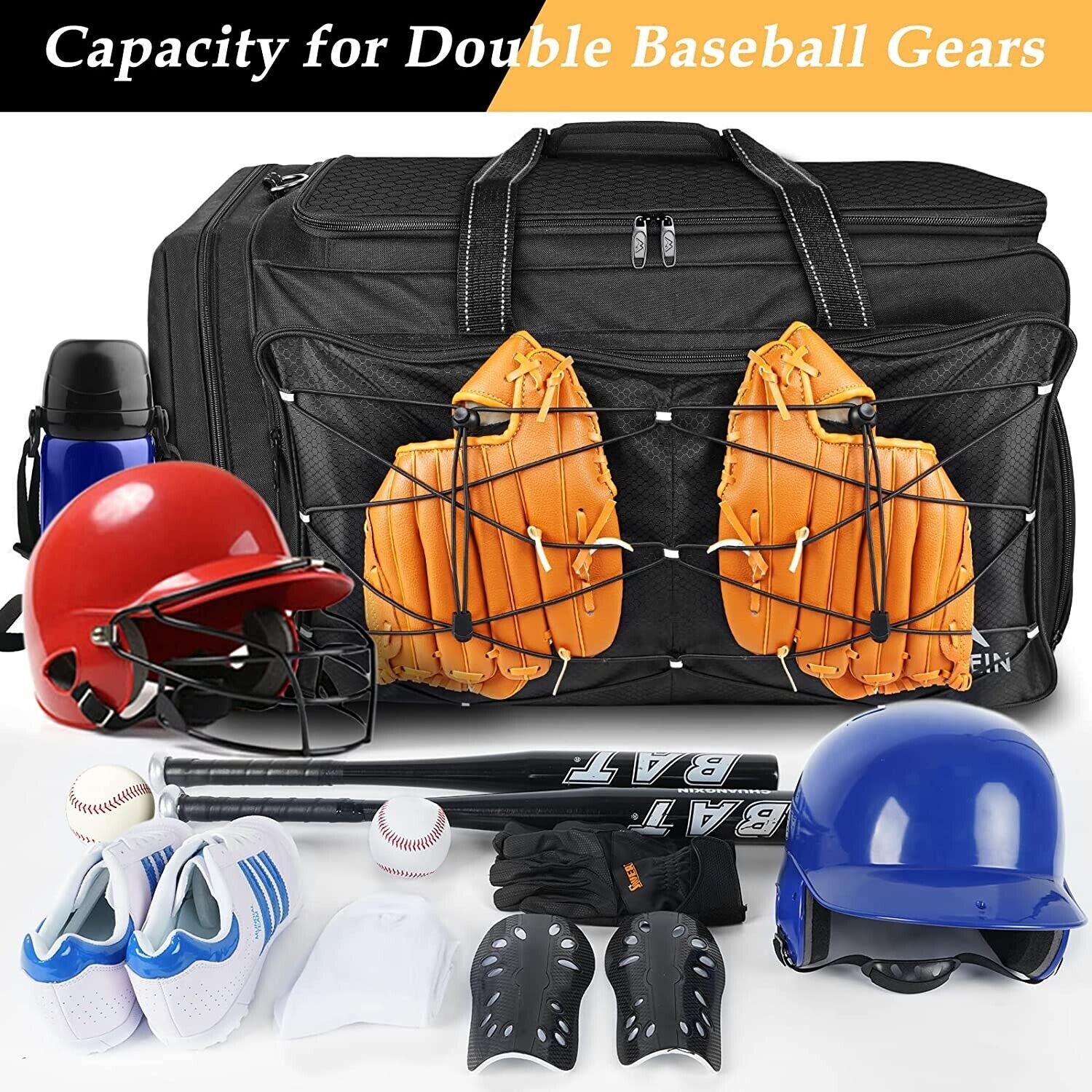 Extra Large Baseball Softball Catcher's Gear Duffle Bag with Vented Shoe Compartment