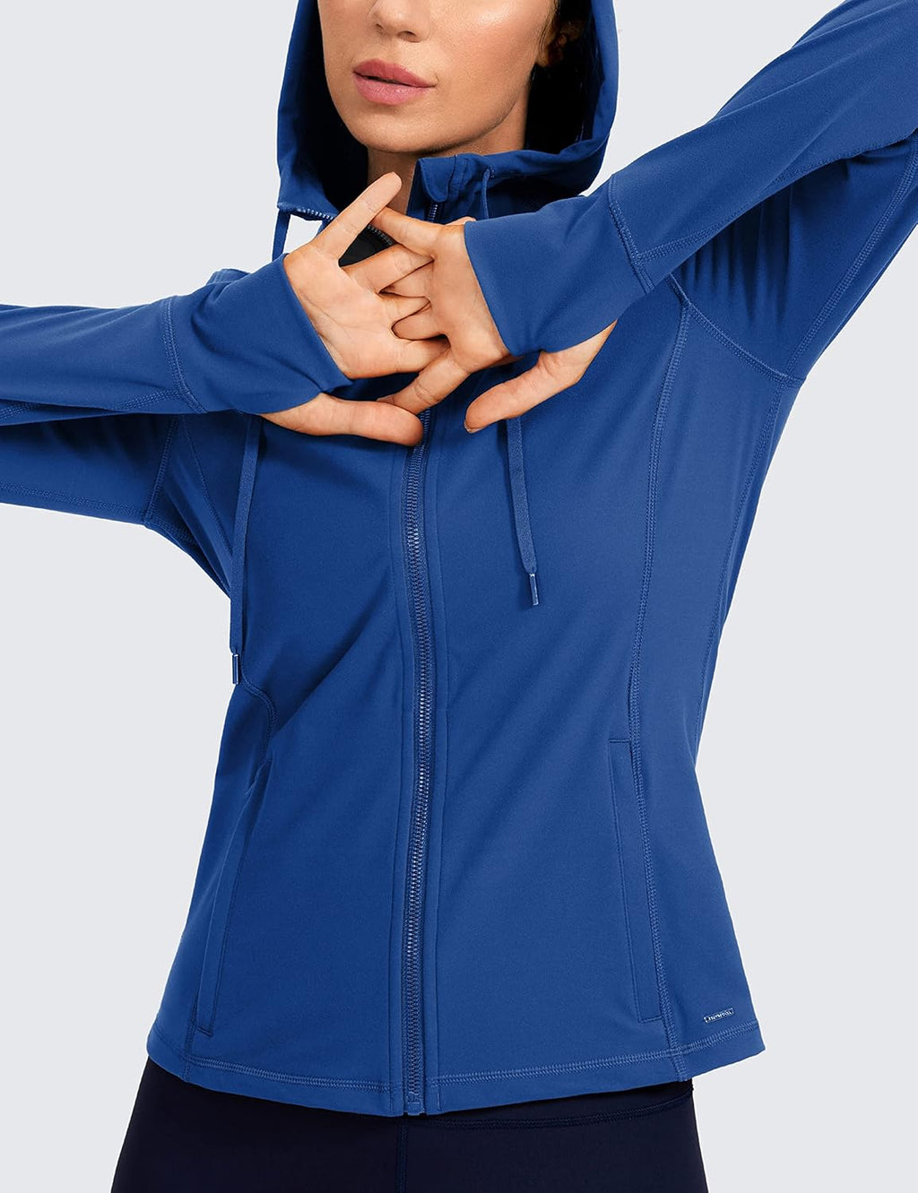 Women's Full Zip Brushed Hoodie Jacket - Stylish Sportswear for Active Workout & Running with Convenient Zip Pockets