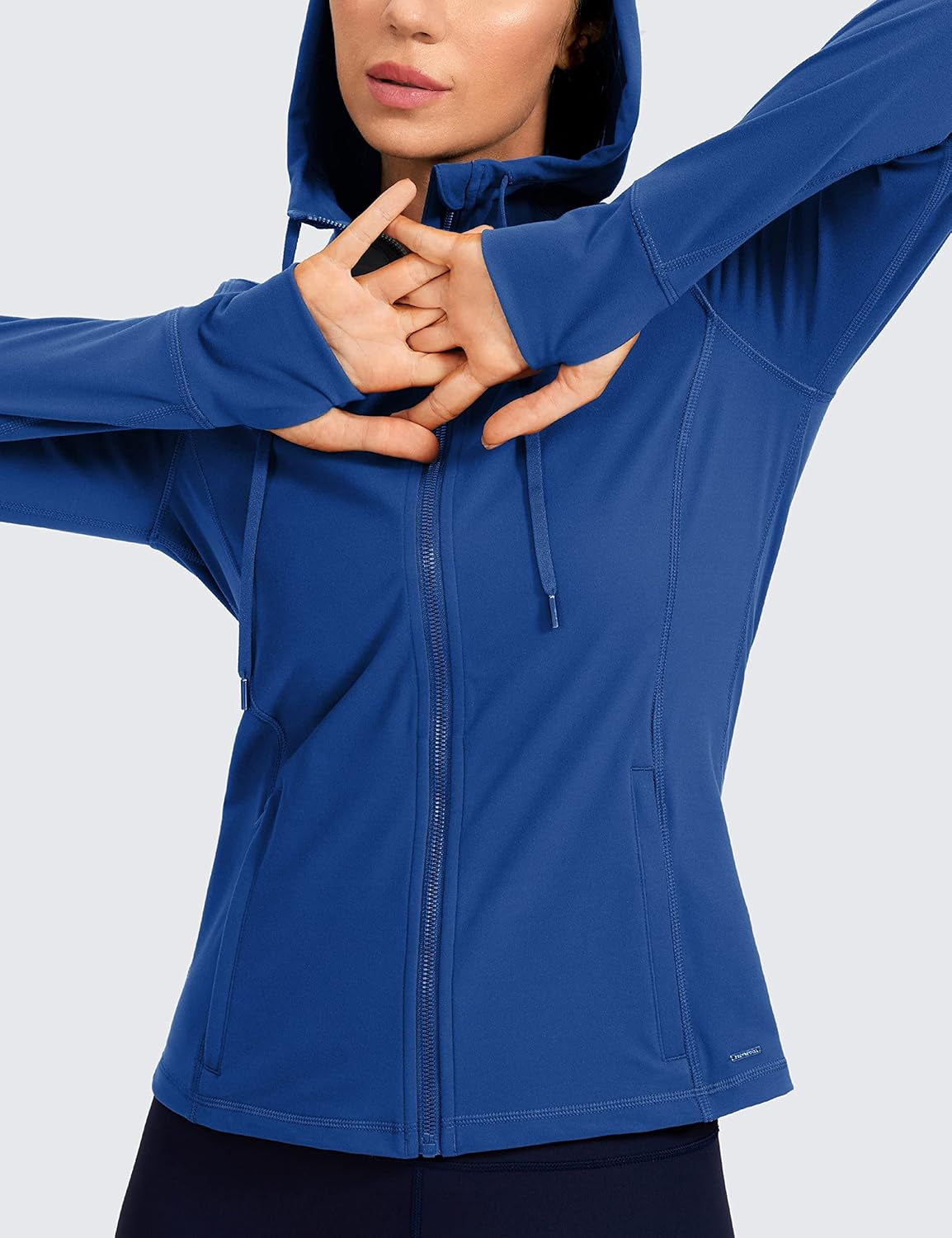 Women's Full Zip Brushed Hoodie Jacket - Stylish Sportswear for Active Workout & Running with Convenient Zip Pockets