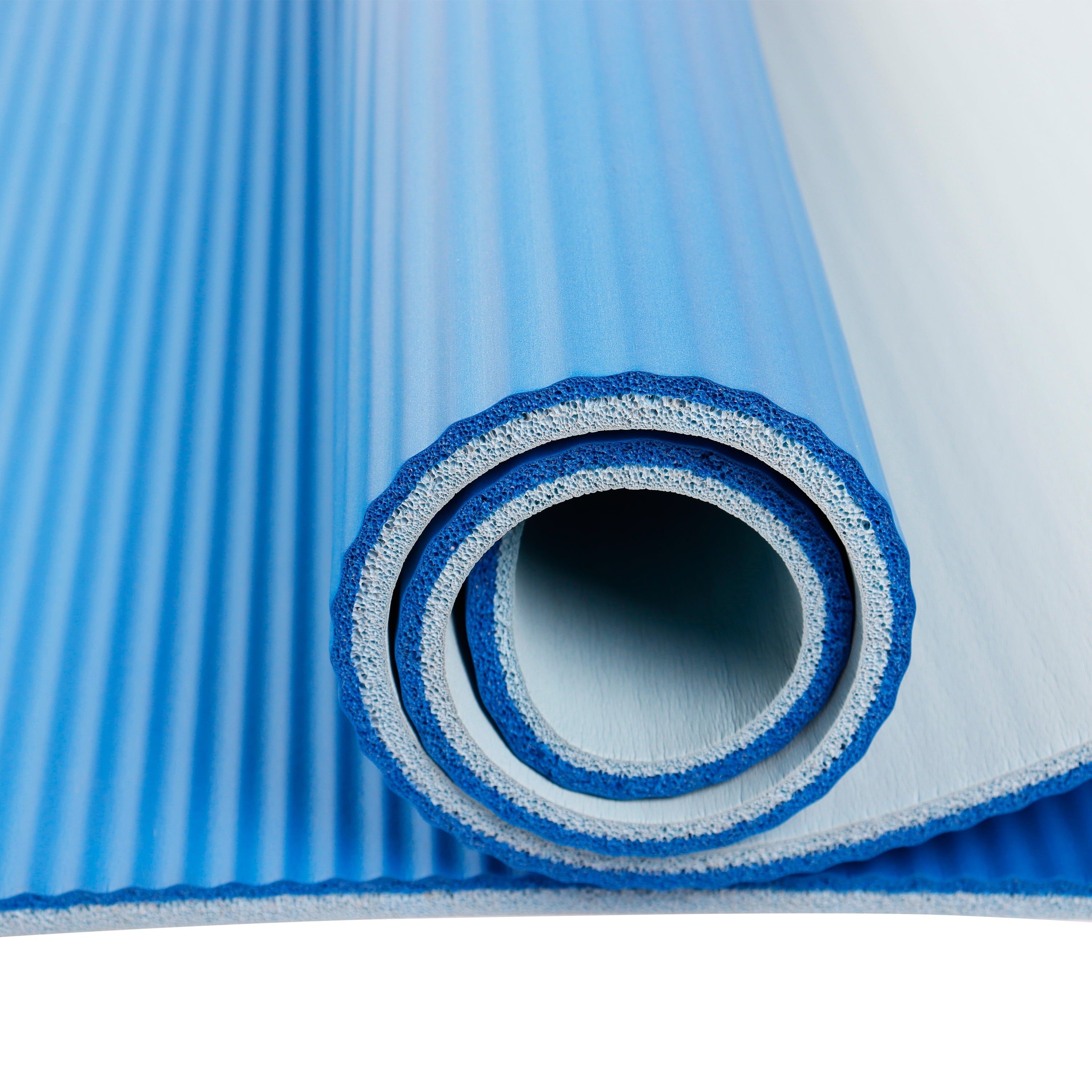 Two Tone 10mm NBR Foam Fitness Mat - 72"x24" with Carry Strap - Blue