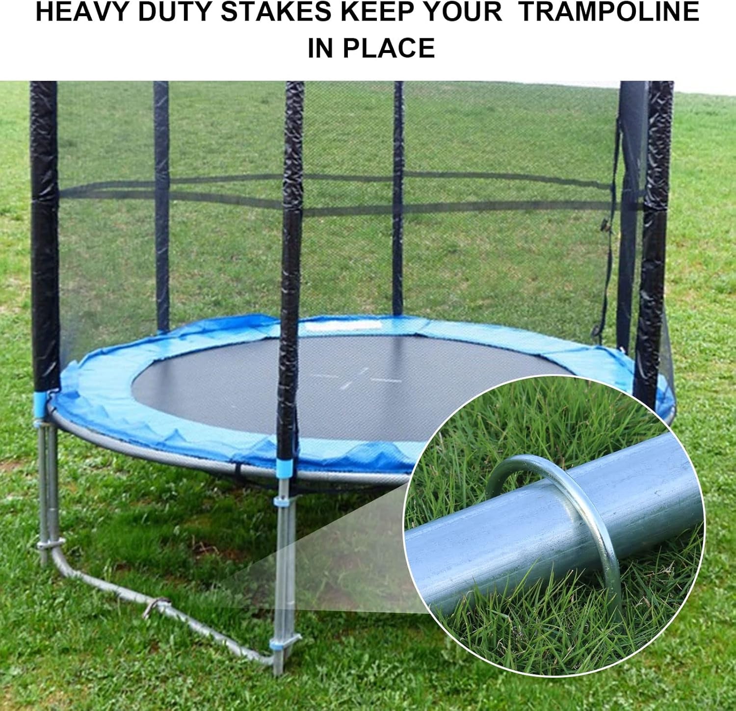 Heavy Duty U-Type Wind Stakes - 12 Inch Galvanized Steel Ground Anchors for Trampolines, Soccer Goals, Camping Tents & Garden Decor (Pack of 8)