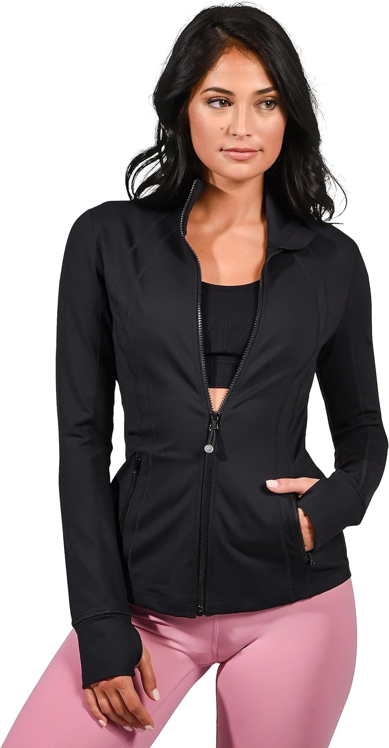 Lightweight Athletic Slim Fit Full Zip Running Jacket with Thumbholes - Perfect for Active Lifestyles!