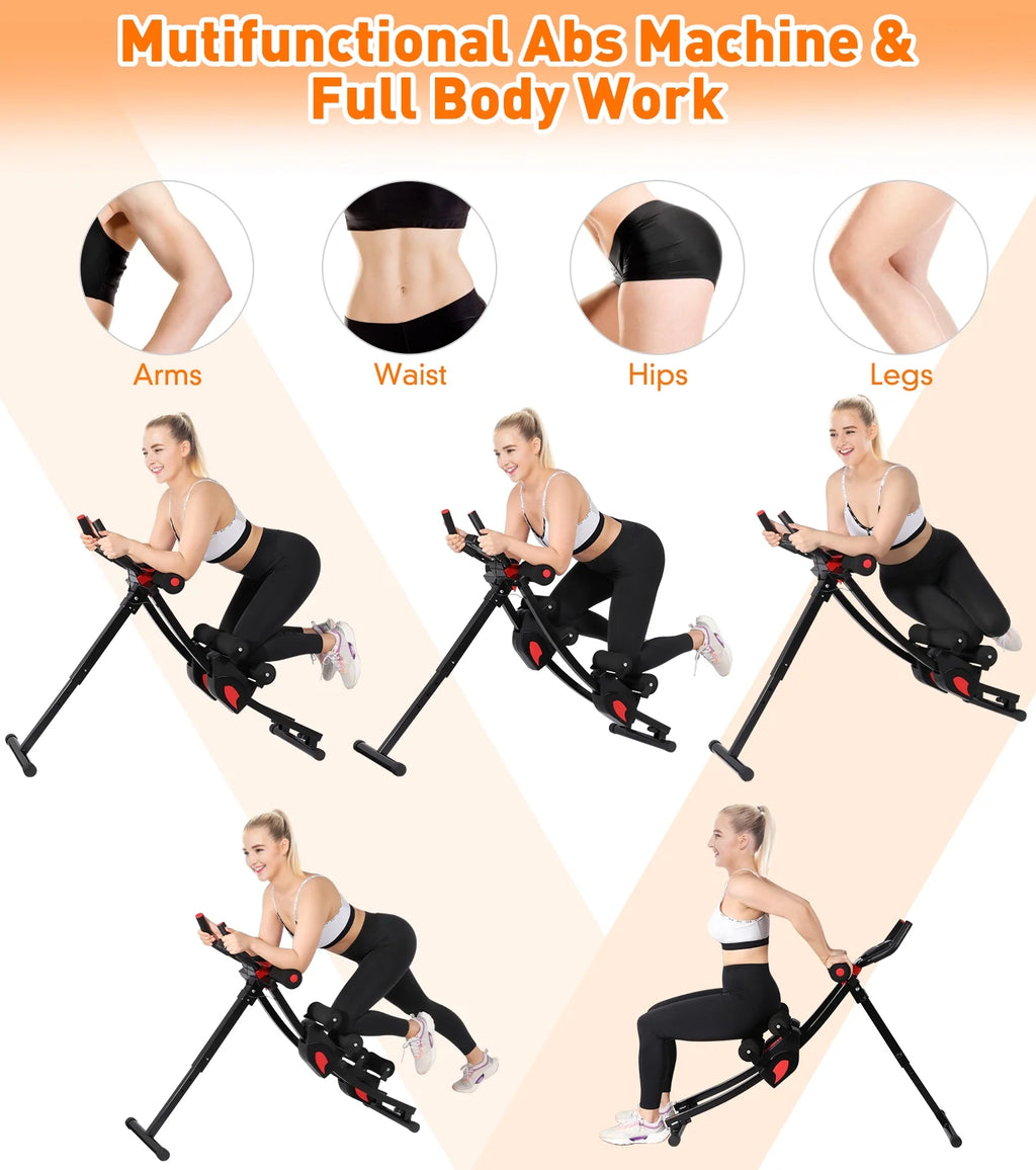 Premium Adjustable Ab Machine for Home Gym - 4 Resistance Levels, Height Adjustable, Foldable Design, 440Lbs Capacity