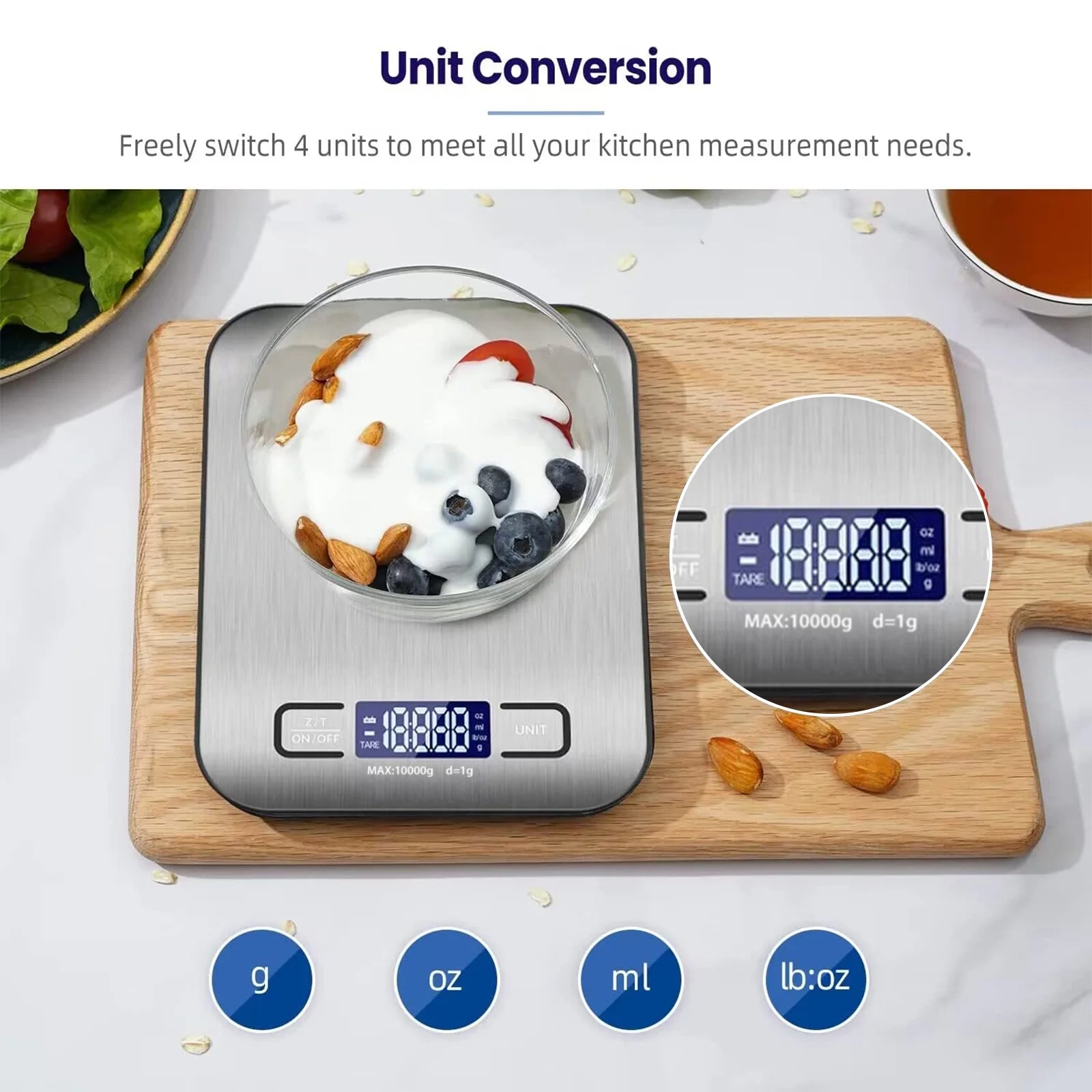 Precision Digital Food Scale - 22Lb Capacity for Grams and Ounces, Perfect for Weight Loss, Baking, Cooking, Keto & Meal Prep with Clear LCD Display