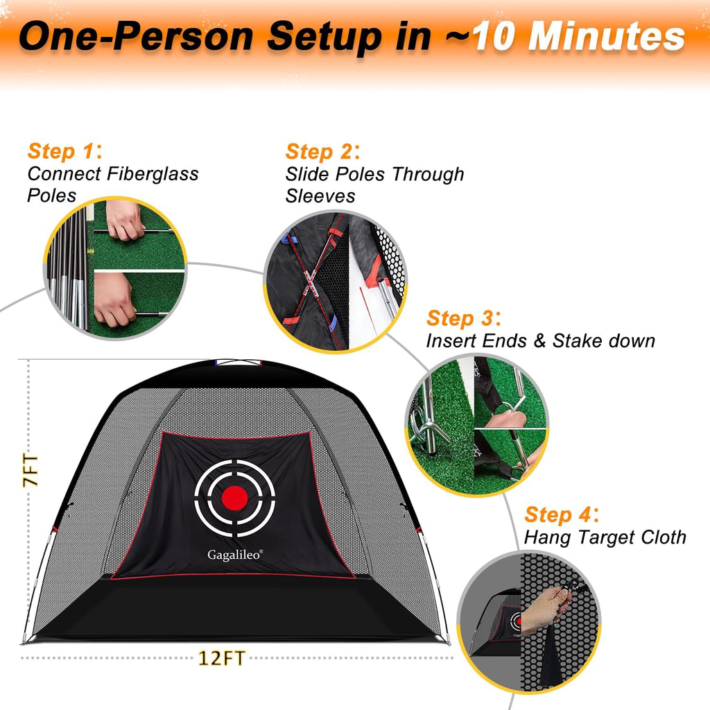 Ultimate 12x7ft Golf Net for Backyard Practice - Perfect for Real Ball Hitting, Chipping & Swing Training - Ideal Gift for Golfers, Dads & Husbands!