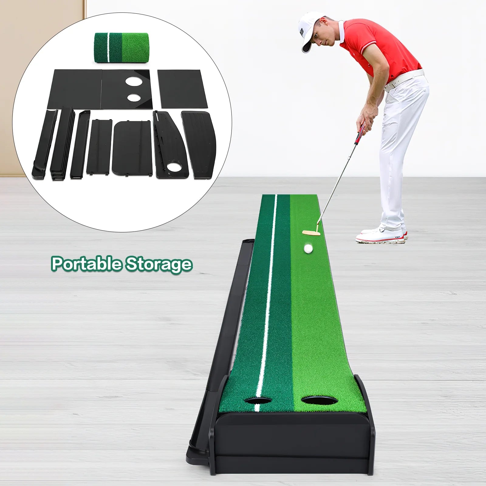 9.9FT Indoor/Outdoor Golf Putting Green Mat - Auto Ball Return for Effortless Practice
