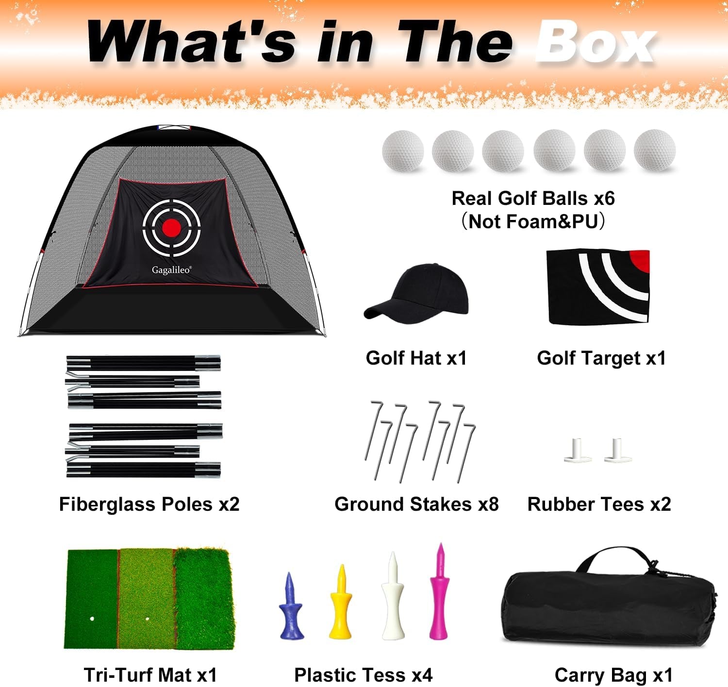 Ultimate 12x7ft Golf Net for Backyard Practice - Perfect for Real Ball Hitting, Chipping & Swing Training - Ideal Gift for Golfers, Dads & Husbands!